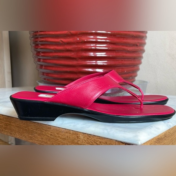 Talbots Red Leather Slide Sandals - Size 8.5 - Picture 2 of 13